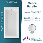 Чугунная ванна пристенная Delice Parallel DLR220506 180x80 прямоугольная цвет белый