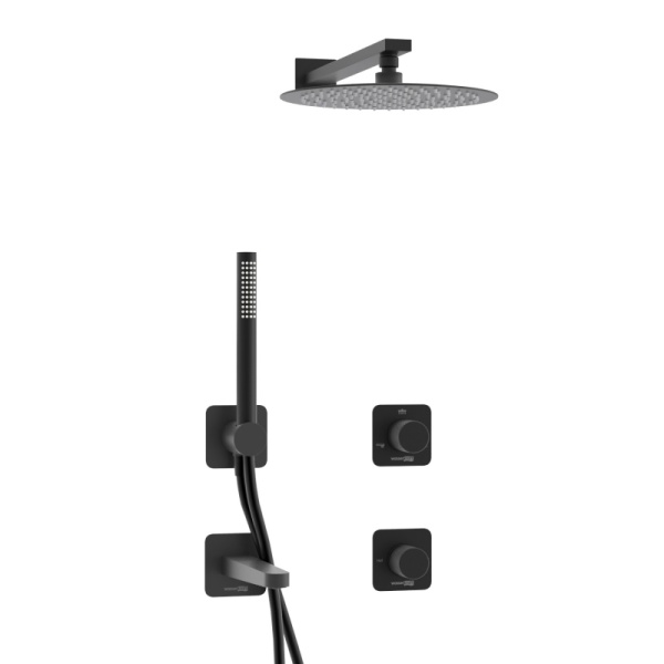 Душевая система со смесителем Wasserkraft Fulda 5200 A5251.300.301.219.258.302.242.217 монтаж встраиваемая в стену без термостата черный