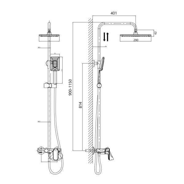Душевая система со смесителем D&K Venice DA1033701B14 монтаж настенная без термостата хром