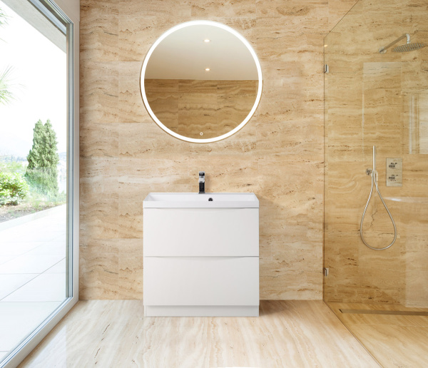 Тумба под раковину напольная BelBagno Marino MARINO-600-2C-PIA-BL-P 60 см  2 ящика цвет Bianco Lucido 
