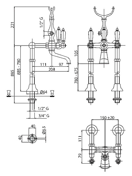Смеситель  Cezares First FIRST-VDP-03/24-Bi  
 