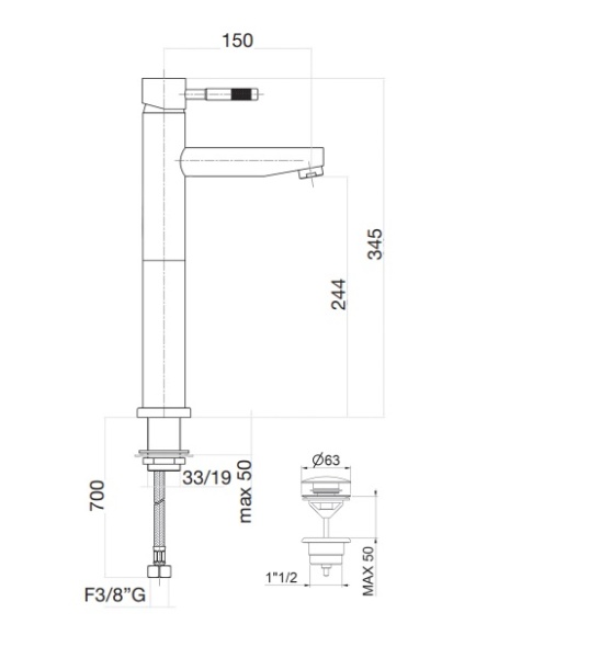 Смеситель для раковины Webert Rimini RI830402010 золото