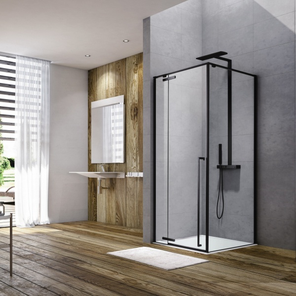 Душевой угол Aquanet Ideal AE-AXC94MB-S-B прямоугольная  стекла прозрачные, профиль черный
