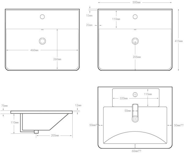 Раковина мебельная квадратная  Aquanet Ирис 00301802 керамика цвет белый