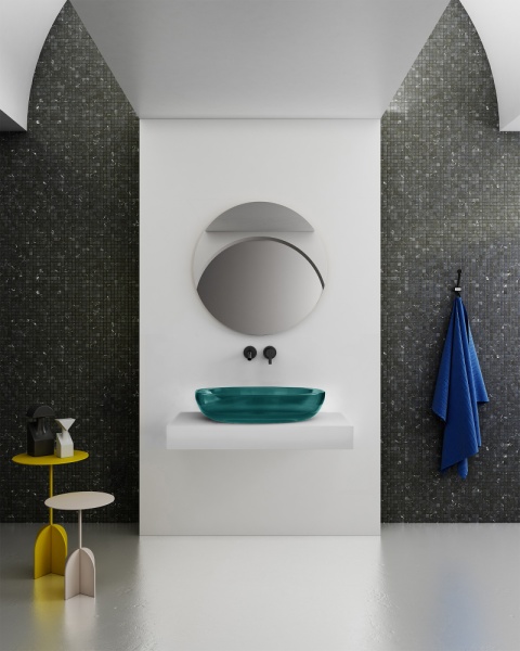 Раковина  овальная Abber Kristall AT2801Aquamarin полиэфирная смола цвет бирюзовый