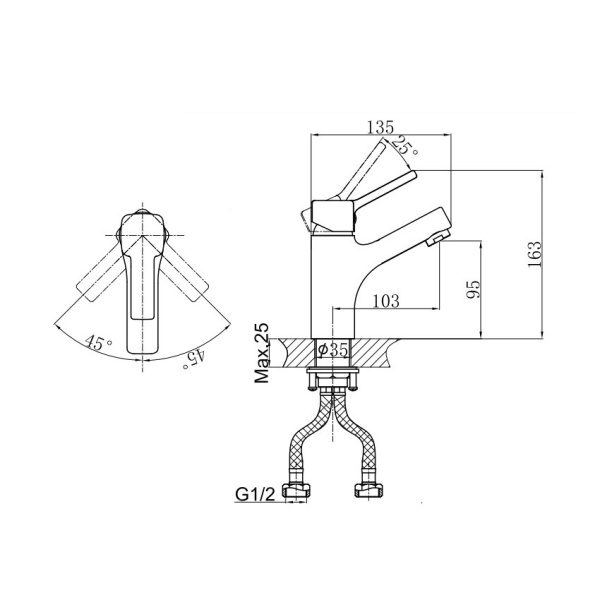 Смеситель для раковины D&amp;K Rhein.Dusseldorf DA1492101 хром