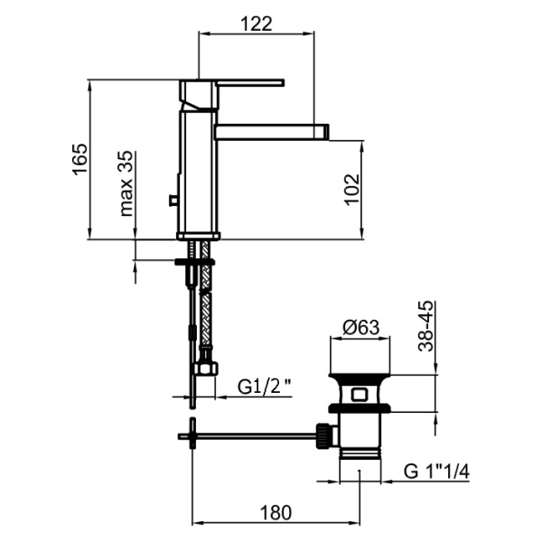 Смеситель для раковины Webert Azeta New AA830102015 хром