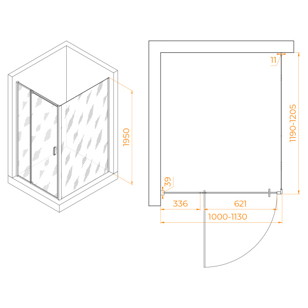 Душевой угол RGW Passage PA-078 350807802-11 прямоугольный 100x120 стекла прозрачные, профиль хром