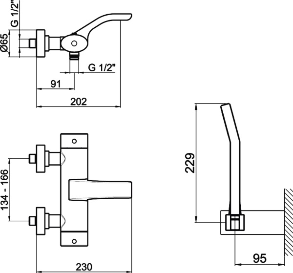 Смеситель для ванны или душа Webert Wolo WO980201564 Black настенный 
с термостатом черный/хром