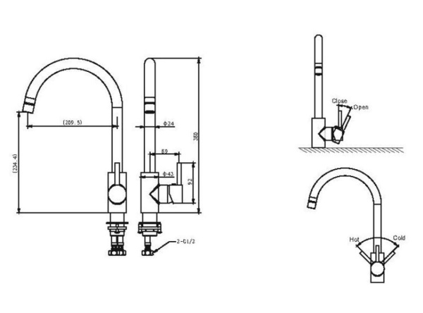 Смеситель для кухни Bravat Slim F7332366CP-RUS без подключения к фильтру хром