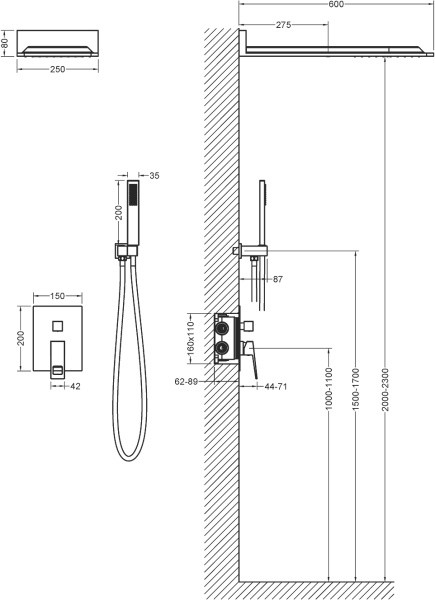 Душевая система со смесителем Timo Briana SX-7139/00SM монтаж встраиваемая в стену без термостата хром