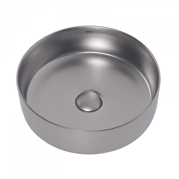 Раковина накладная круглая Abber Bequem AC2108MS фаянс цвет серебро матовое
