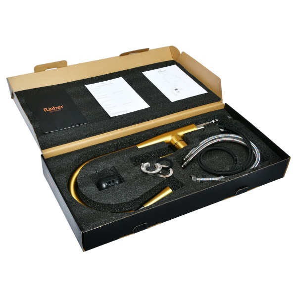 Смеситель для кухни Raiber Graceful RPG-011 без подключения к фильтру матовое золото