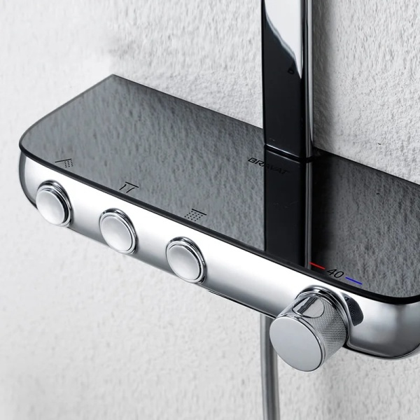 Душевая система со смесителем Bravat Cobble F6389423CP-A1-ENG монтаж настенная с термостатом хром