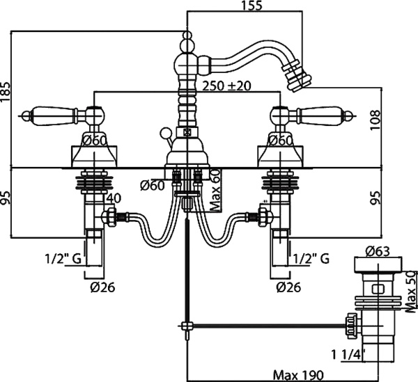 Смеситель для биде Cezares First FIRST-BBS2-01-Bi латунь 