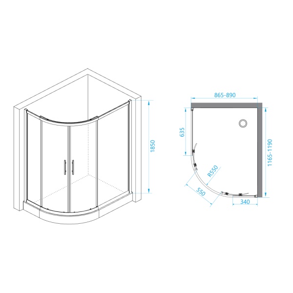 Душевой угол RGW Passage PA-61 41086192-11 ассиметричный 120x90 стекла прозрачные, профиль хром