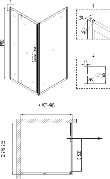 Душевой угол Niagara NG-6602 100x100