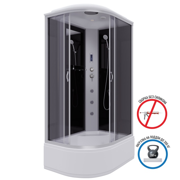 Душевая кабина с крышей Niagara Classic NG-2510-14RF асимметричная  120x80 стекла тонированные, профиль матовый хром