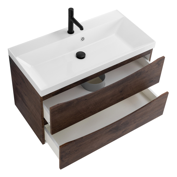 Тумба под раковину подвесная BelBagno Marino MARINO-900-2C-SO-RW-P 90 см  2 ящика цвет Rovere Moro 