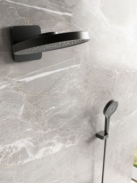 Душевая система со смесителем Vincea  VSFW-2F12TMB монтаж встраиваемая в стену с термостатом матовый черный