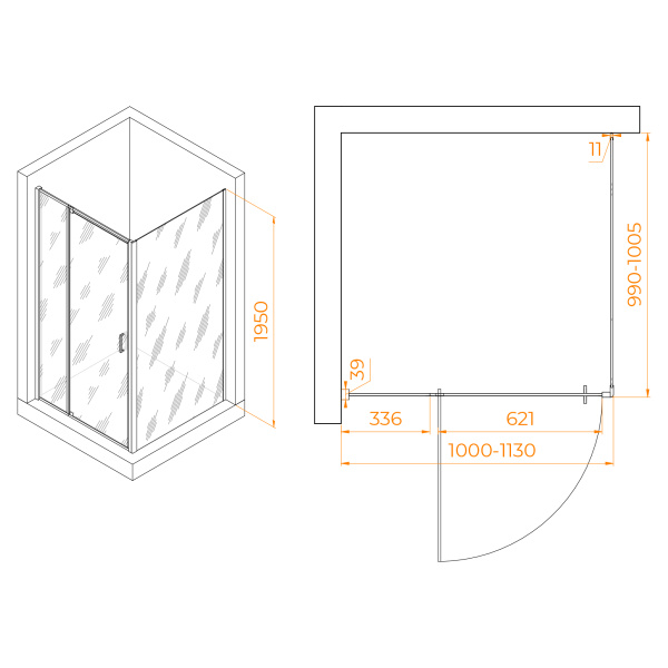 Душевой угол RGW Passage PA-078 350807800-11 квадратный 100x100 стекла прозрачные, профиль хром