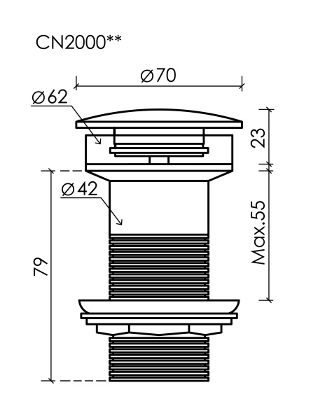 Донный клапан без перелива Ceramica Nova CN2000MB латунь/керамика черный матовый