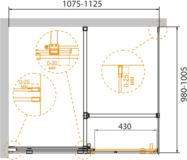 Душевой угол Cezares Stream STREAM-AH-1-110/100-C-Cr прямоугольная  стекла прозрачные, профиль хром