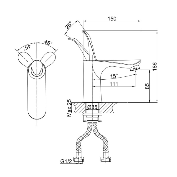 Смеситель для раковины D&amp;K Venice.Baciano DA1032141 хром