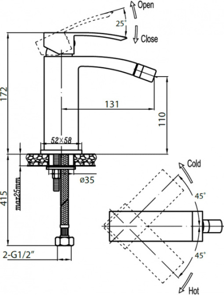Смеситель для биде Cezares Quattro QUATTRO-C-BS-01-W0 латунь 