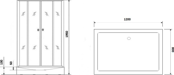 Душевой угол Niagara Eco NG-012-14QBLACK 120x80 стекла прозрачные с узором, профиль черный