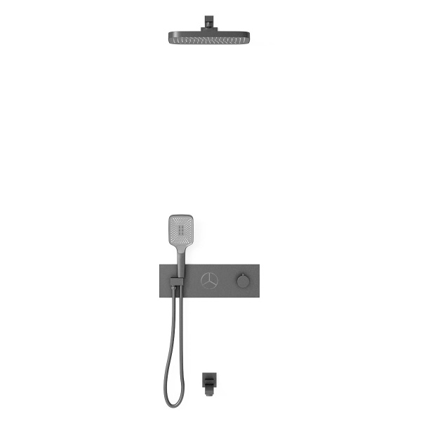 Душевая система со смесителем Vincea  VSFW-432T1GM монтаж встраиваемая в стену с термостатом вороненая сталь