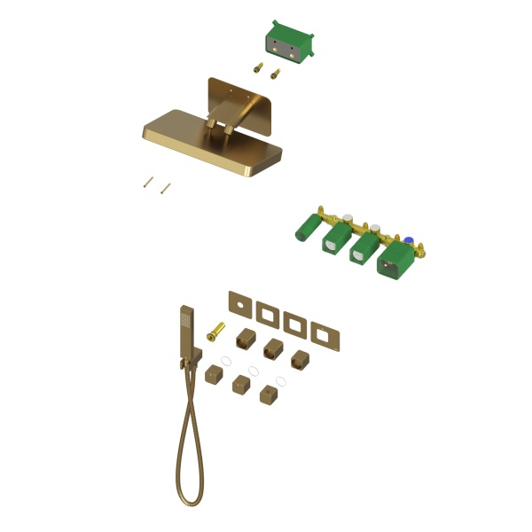 Душевая система со смесителем Timo Petruma SX-5249/17SM монтаж встраиваемая в стену с термостатом матовое золото