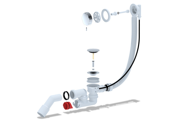 Слив- перелив для ванны полуавтомат Aquatek EM321AQ латунь/пластик хром