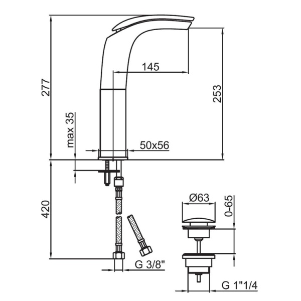 Смеситель для раковины Webert Aria AI832201560 черный