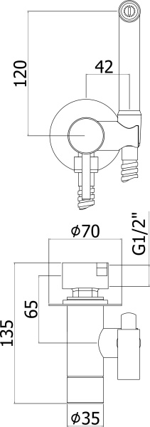 Гигиенический душ Paffoni Tweet Round ZDUP110BR встраиваемый в стену 