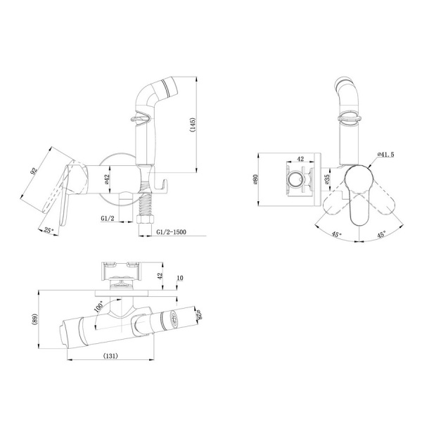 Гигиенический душ D&K Rhein DA1394581 встраиваемый в стену хром