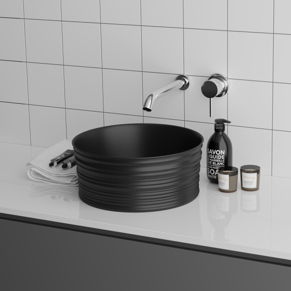 Раковина  круглая Grossman  GR-3025BM фаянс цвет черный матовый