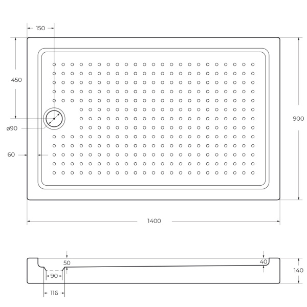 Душевой поддон низкий Cezares Tray TRAY-A-AH-140/90-15-W прямоугольный акрил 140x90 белый