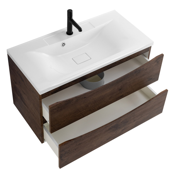 Тумба под раковину подвесная BelBagno Marino MARINO-900-2C-SO-RW-P 90 см  2 ящика цвет Rovere Moro 