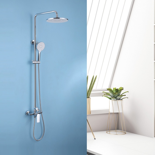 Душевая система со смесителем Abber Weiss Insel AF8020 монтаж настенная без термостата хром