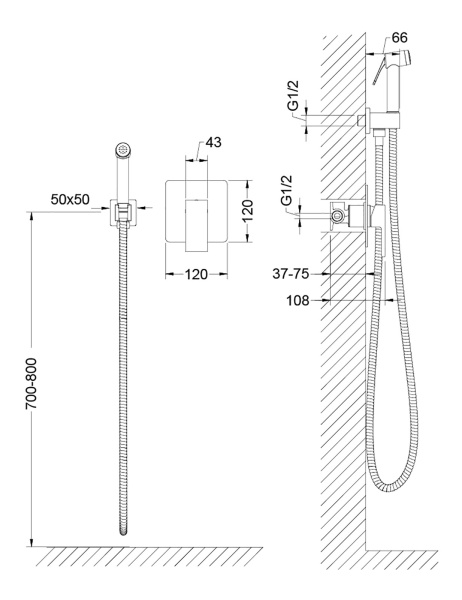 Гигиенический душ Timo Selene 2089/16SM встраиваемый в стену белый