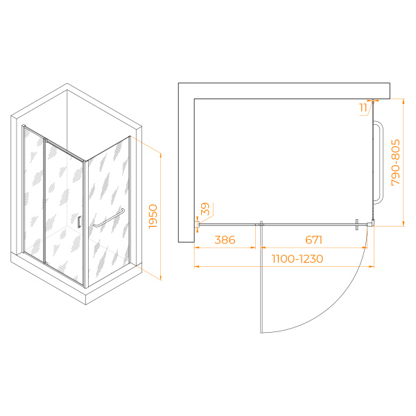 Душевой угол RGW Passage PA-078-1 3508078118-11 прямоугольный 110x80 стекла прозрачные, профиль хром