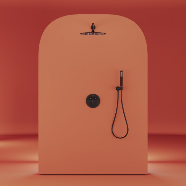 Душевая система со смесителем Sancos Link SC3005MB монтаж встраиваемый в стену с термостатом черный