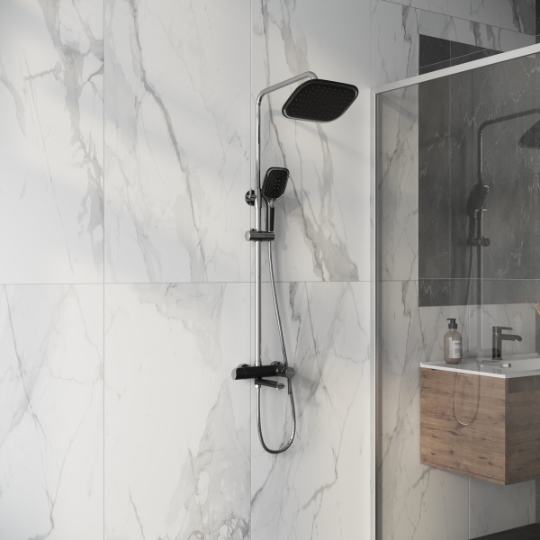 Душевая система со смесителем Grossman Alba 500.K35.06.100/210 монтаж настенная без термостата хром/черный