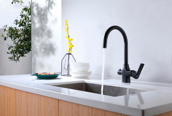 Смеситель для кухни Lemark Ursus LM7261BL с подключением к фильтру черный