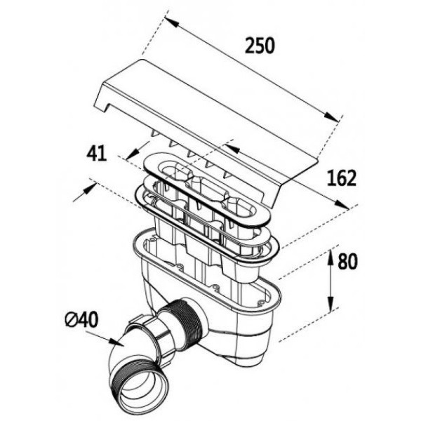 Сифон для поддона Cezares TRAY-AS-01 платик белый