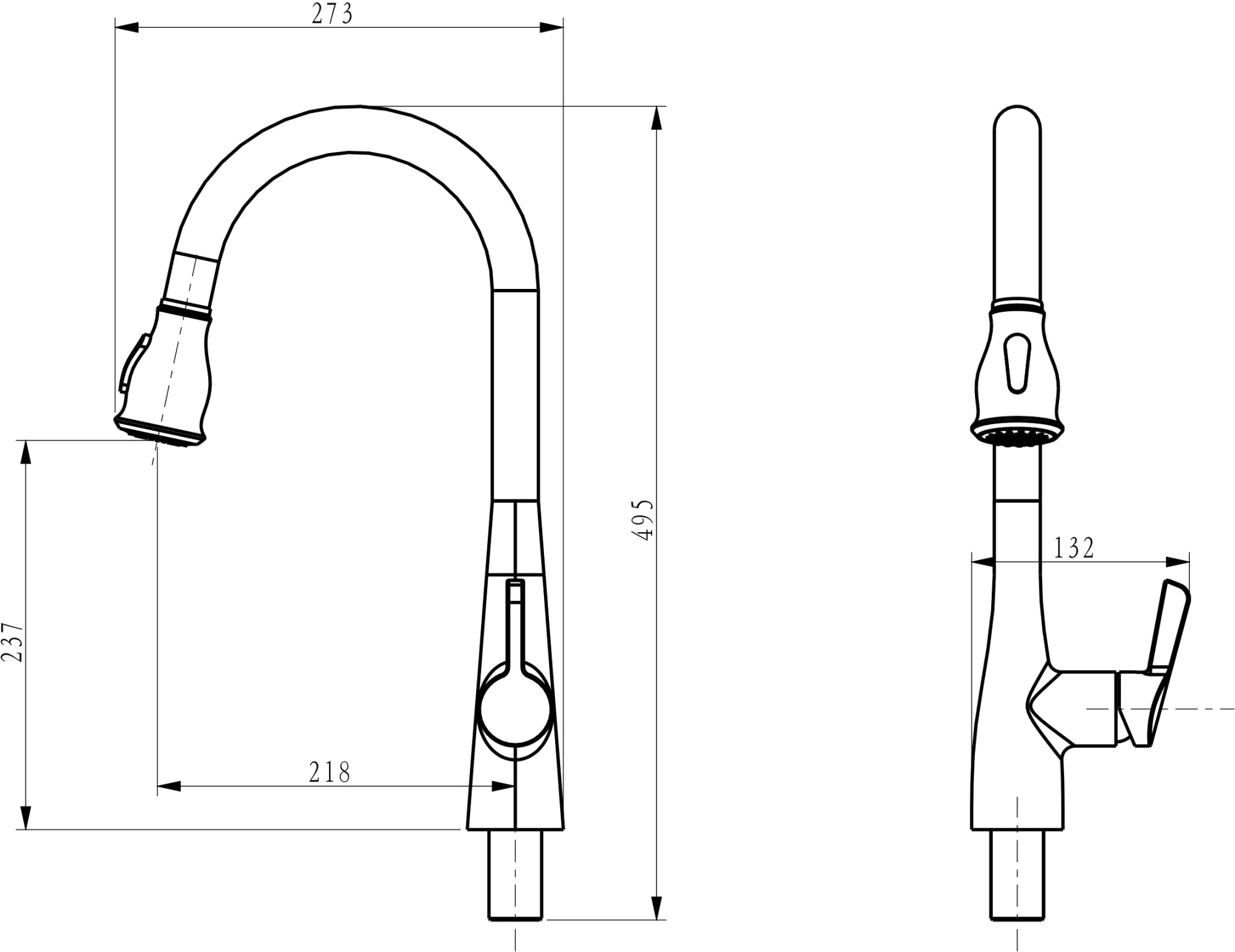 Смеситель для кухни D&K Rhein DA1462501 без подключения к фильтру хром