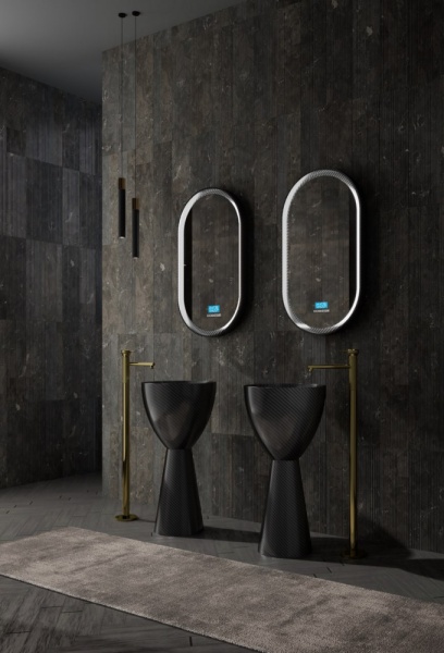 Раковина напольная круглая Abber KARBON AK2003 карбон цвет черный