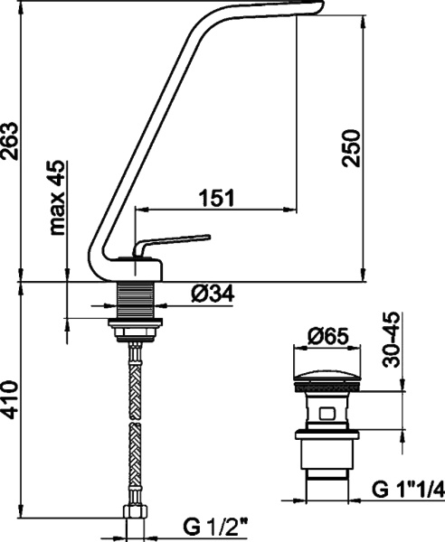 Смеситель для раковины Webert Wolo WO830402564 черный