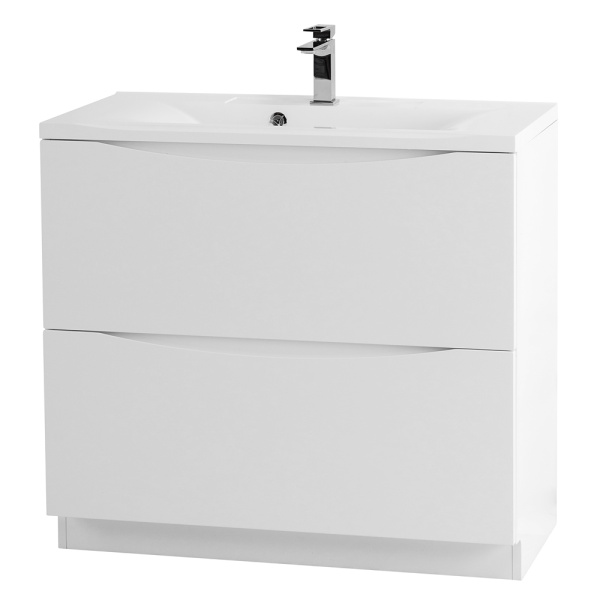 Тумба под раковину напольная BelBagno Marino MARINO-900-2C-PIA-BL-P 90 см  2 ящика цвет Bianco Lucido 